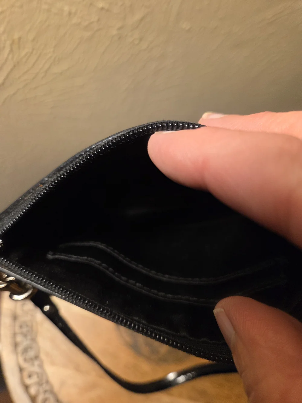 Coach Penelope C Dream Black Signature Wristlet - Black and Cream Pattern